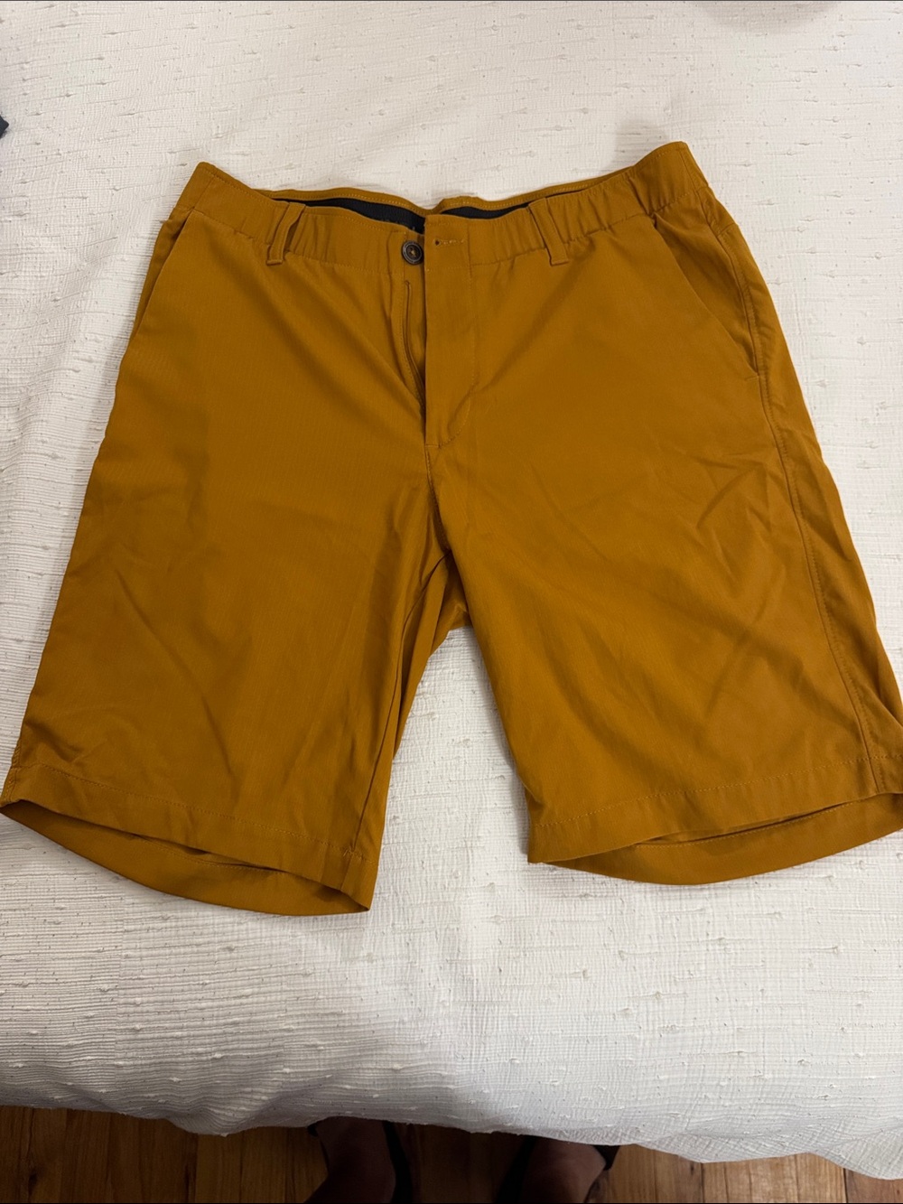 Under Armour Men's Flat Front Shorts in Mustard Yellow